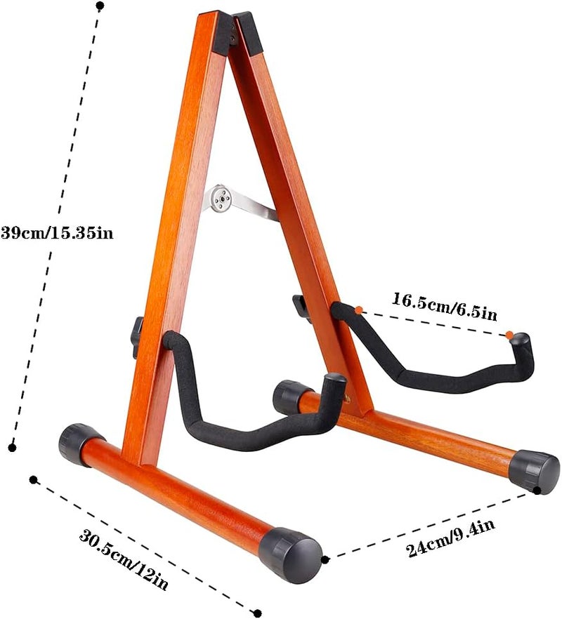 KingPoint Wood Guitar Stand, Guitar Floor Stand, Acoustic Electric Wooden A Frame Folding Guitar Holder Adjustable for Bass, Cello, Mandolin, Banjo, Ukulele（Mahogany） - Image 2